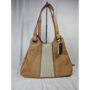 Tignanello Honey Bone Leather Prep School Triple Entry Tote Bag Purse NWT T80220